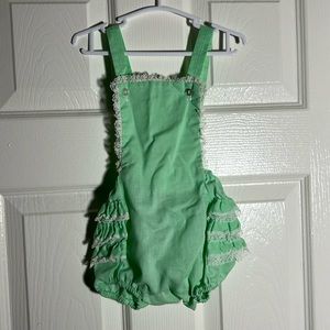 vintage mint green baby playsuit